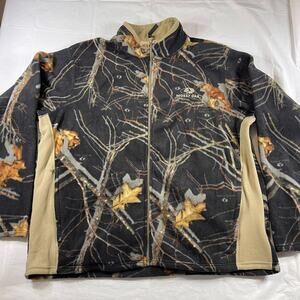 Mossy Oak Men’s XL Fleece Jacket MO Black Camouflage Full Zip Outdoor Hunting Ge